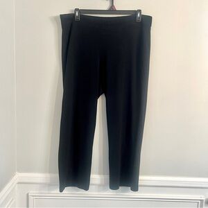 Eileen Fisher Women’s Black Straight Cropped Stretchy Pull On Pants Large
